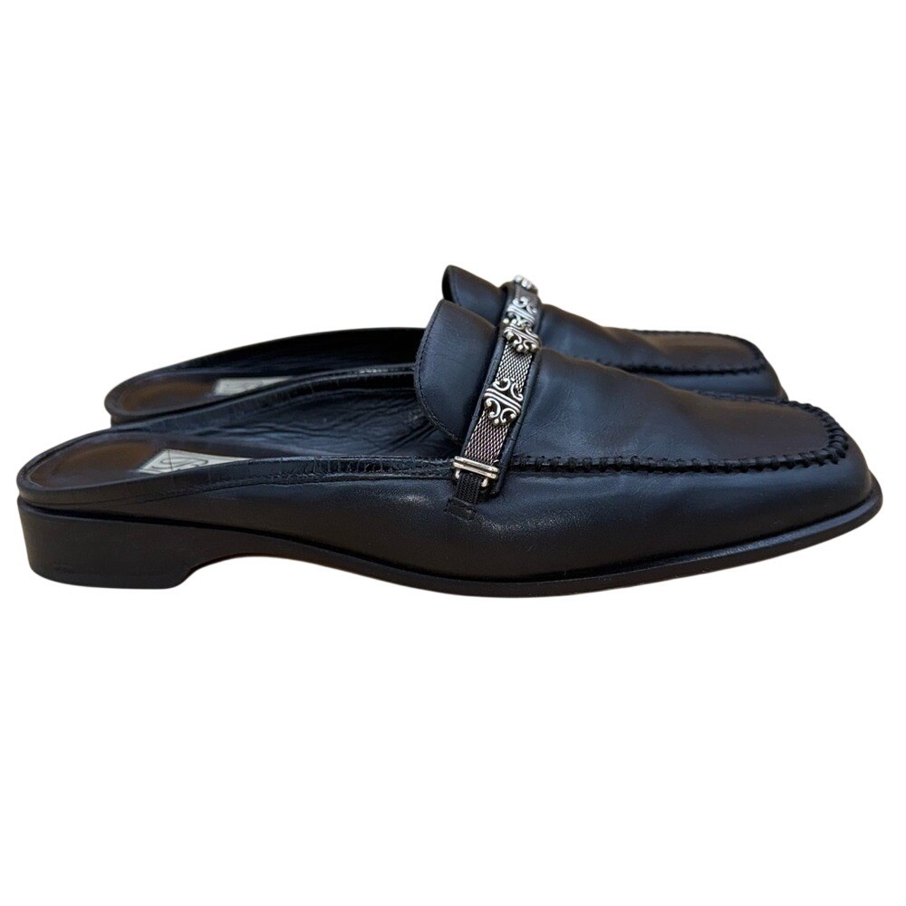 Brighton Judy Black Leather Mules, Women's Size 8, EUC